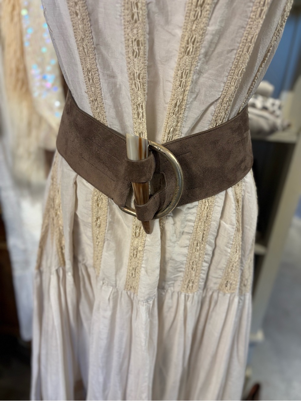Magnolia Pearl Moonlight  Cream Lace-Trim Maxi Dress - Picture 7 of 8